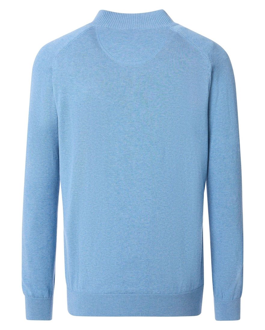 Casa Moda vest effen lichtblauw katoen wijde fit