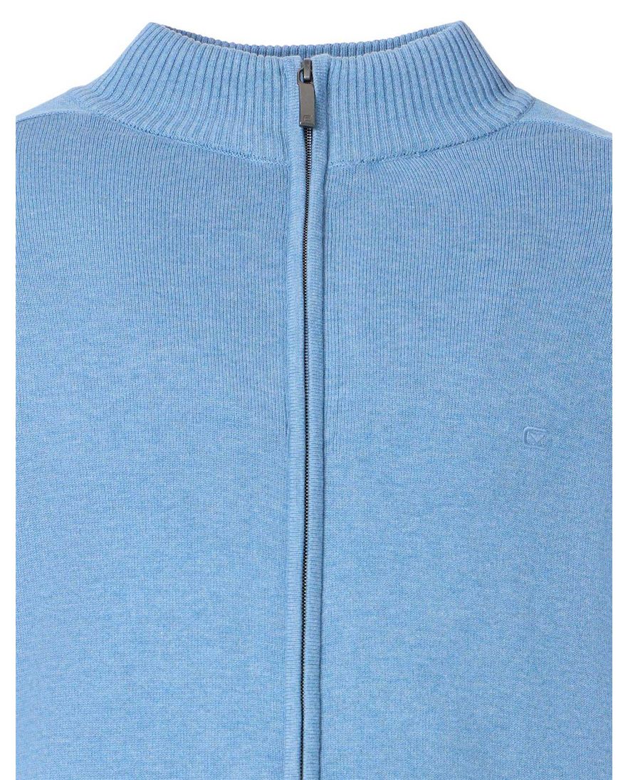 Casa Moda vest effen lichtblauw katoen wijde fit