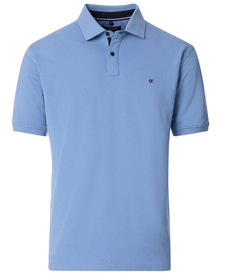 Casa Moda polo blauw katoen 3 knoops