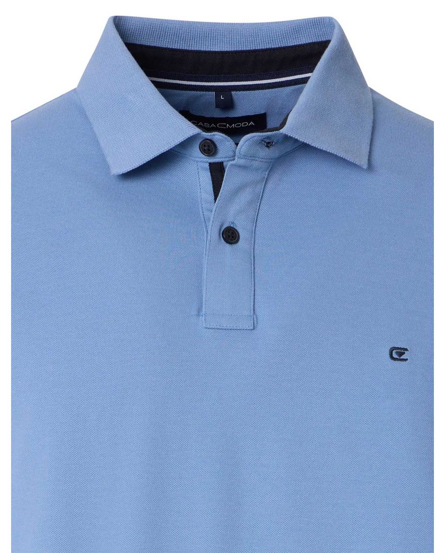 Casa Moda polo blauw katoen 3 knoops