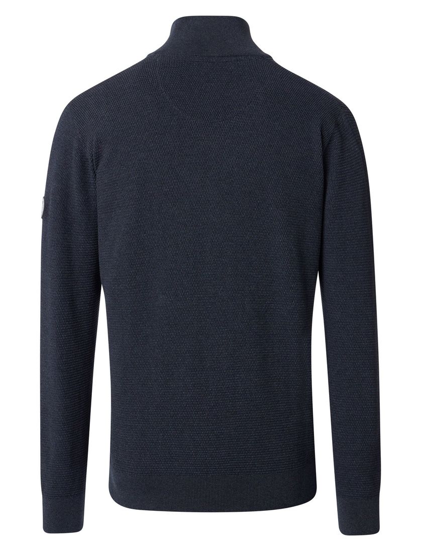 Casa Moda katoenen half zip sweater donkerblauw wijde fit