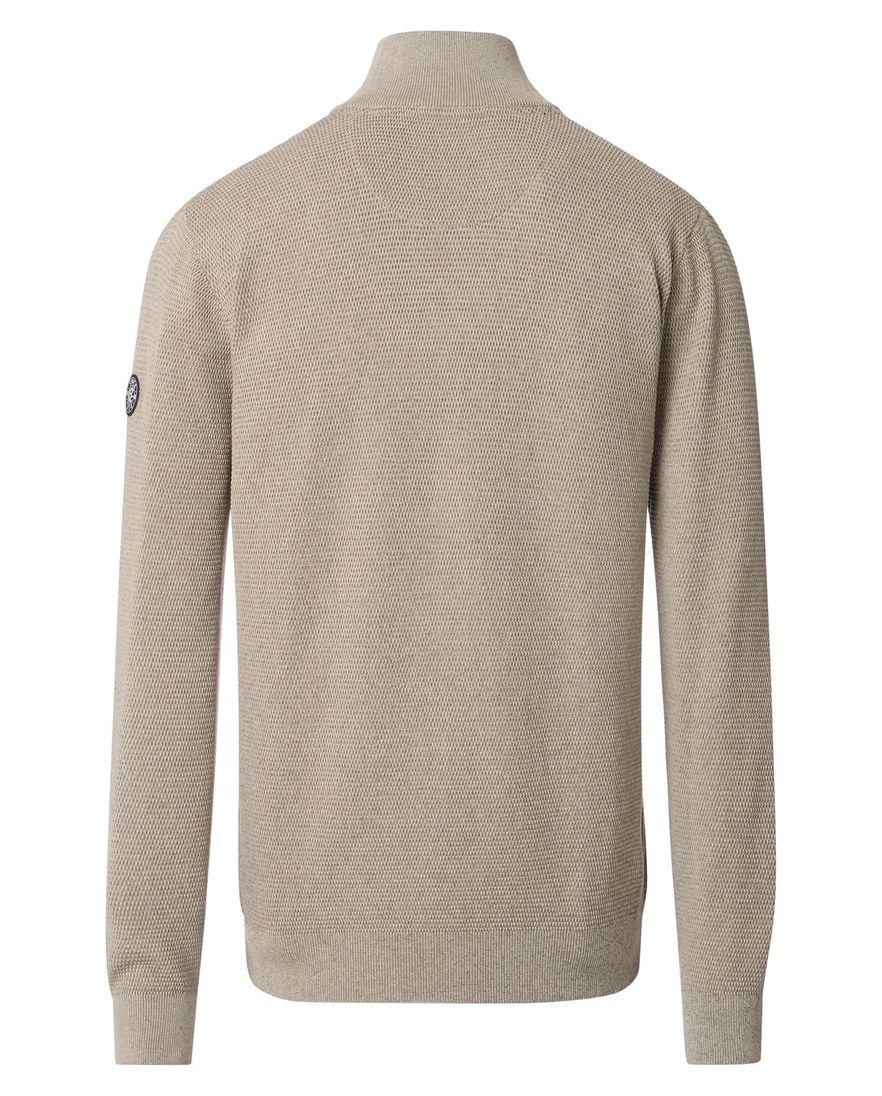 Casa Moda half zip effen beige trui katoen wijde fit