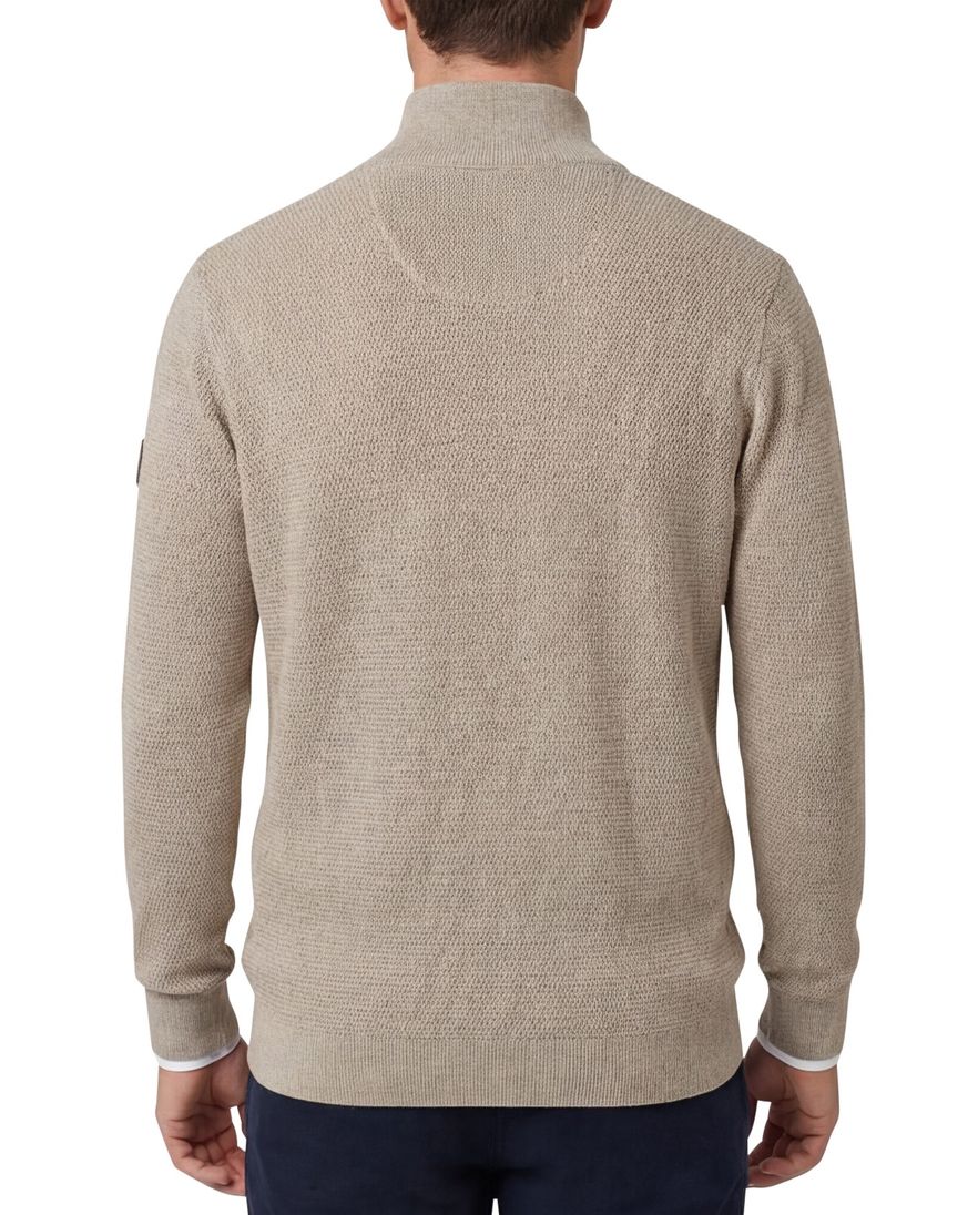 Casa Moda half zip effen beige trui katoen wijde fit