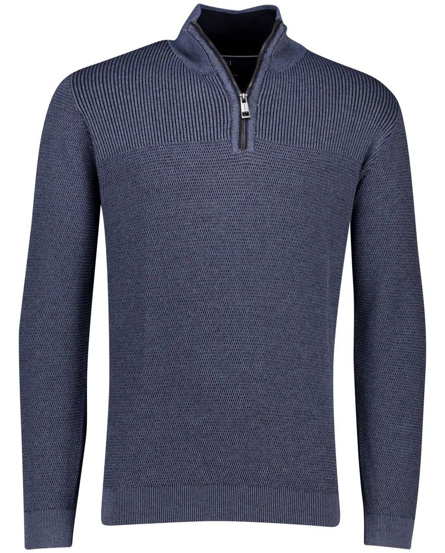 Casa Moda half zip trui lange mouw blauw katoen