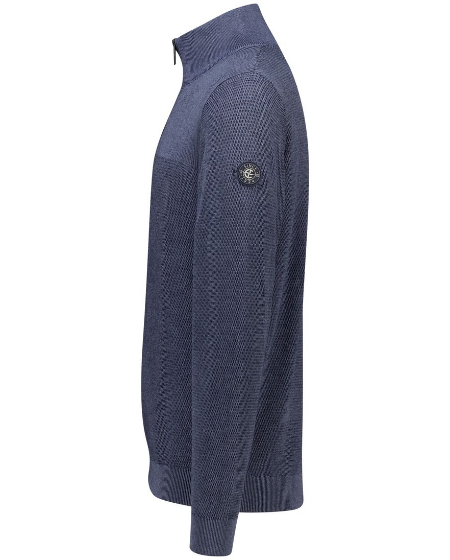 Casa Moda half zip trui lange mouw blauw katoen