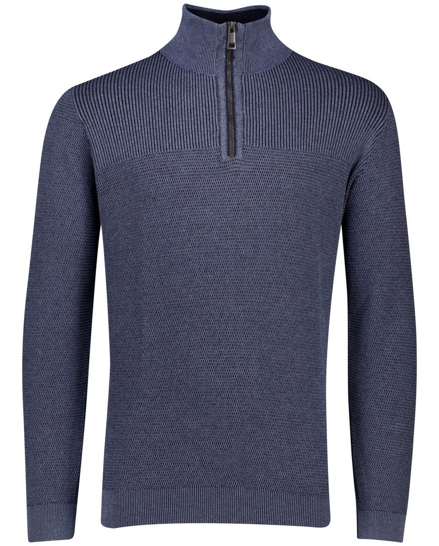 Casa Moda half zip trui lange mouw blauw katoen