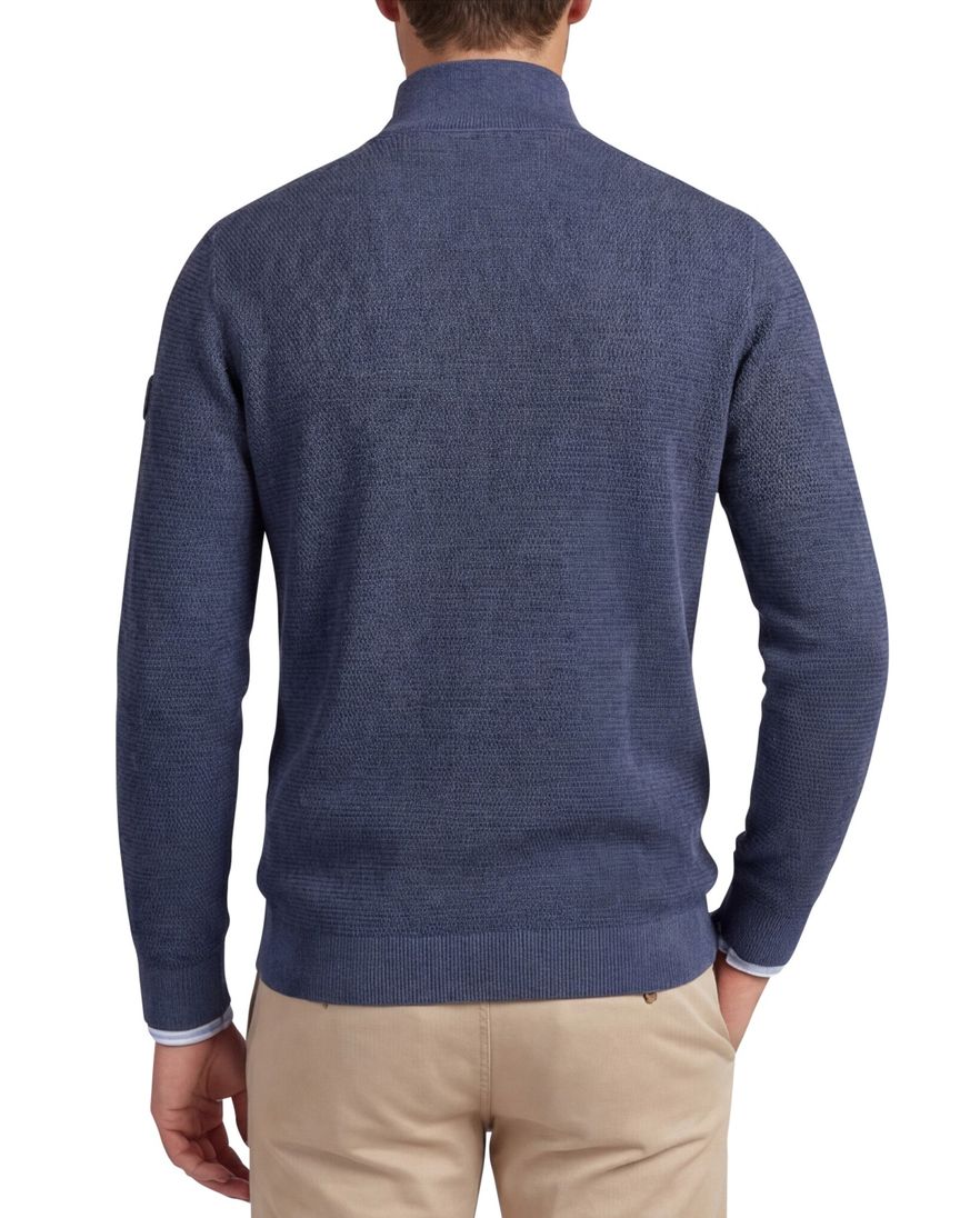 Casa Moda half zip trui lange mouw blauw katoen