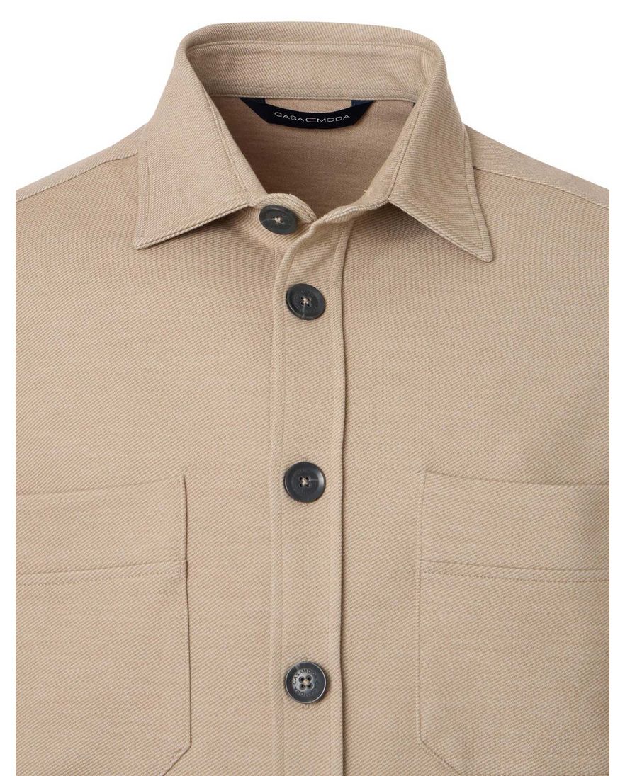 Casa Moda overshirt beige gemeleerd dubbele borstzak