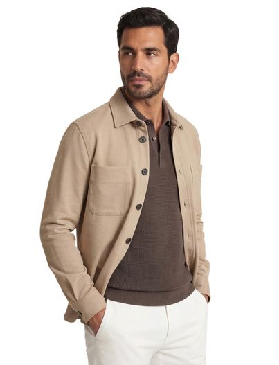 Casa Moda Casa Moda overshirt beige gemeleerd dubbele borstzak