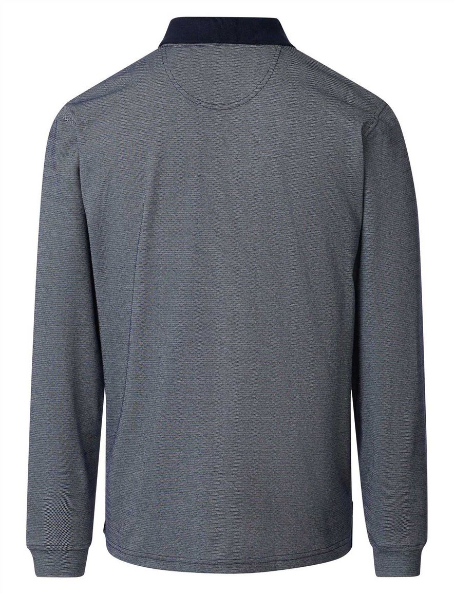 Casa Moda Polo lange mouw blauw met borstzak