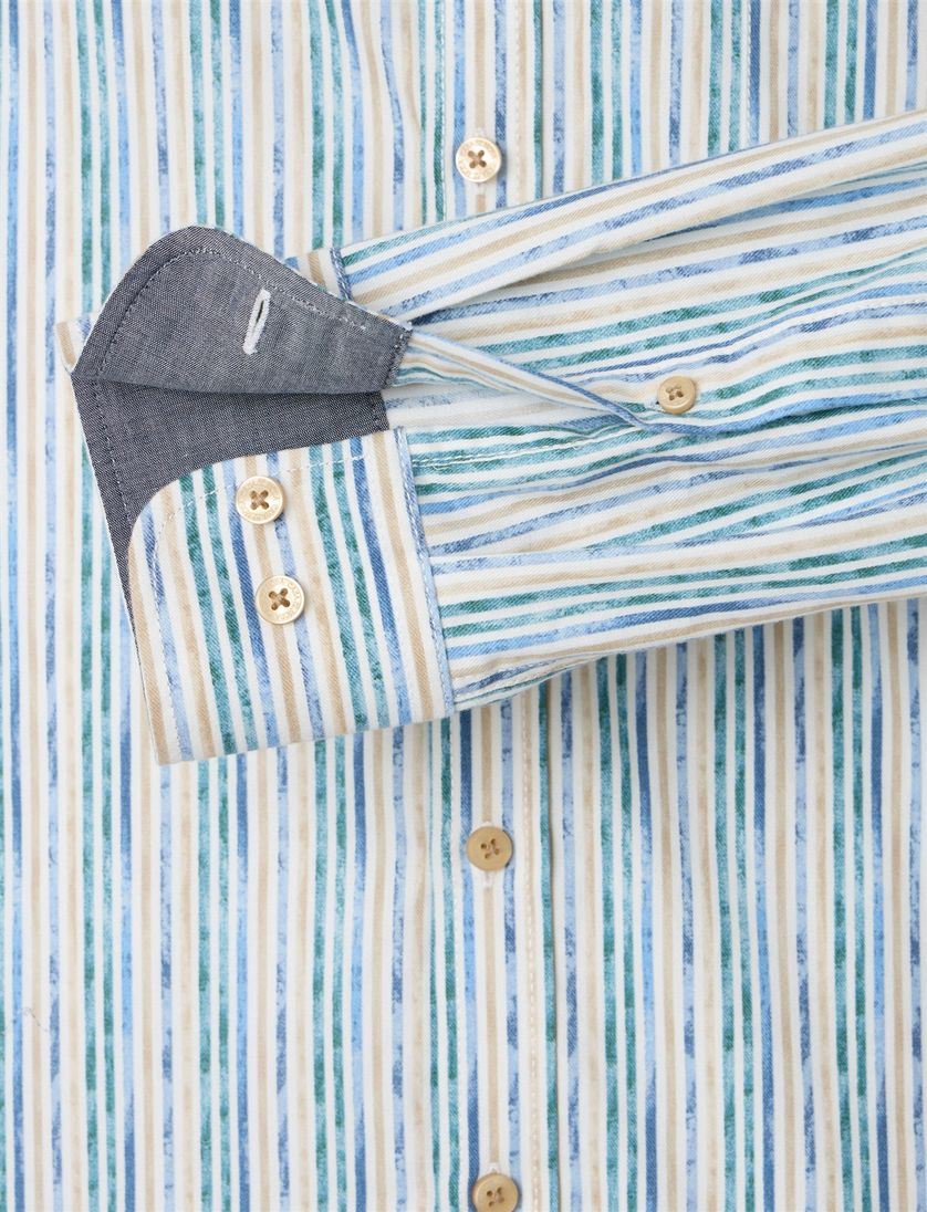 Casa Moda katoenen overhemd gestreept blauw wijde fit