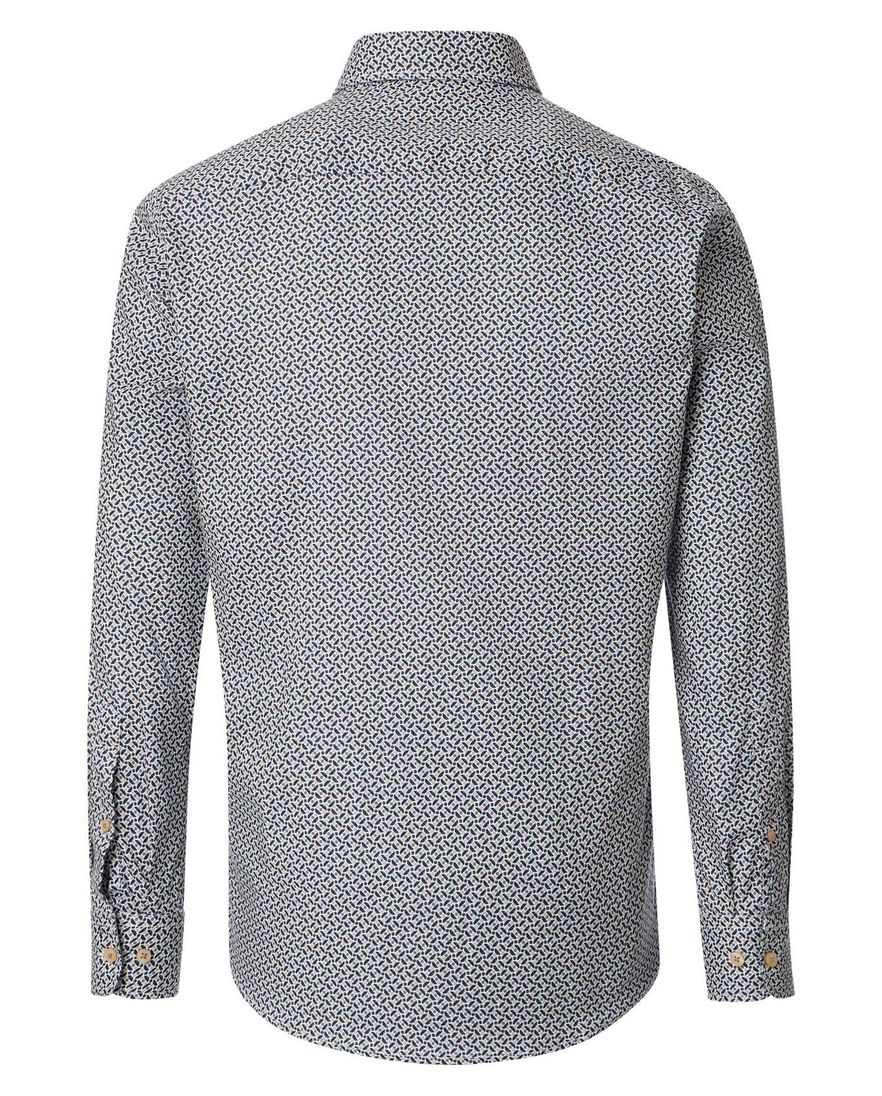 Casa Moda overhemd donkerblauw printje wijde fit katoen