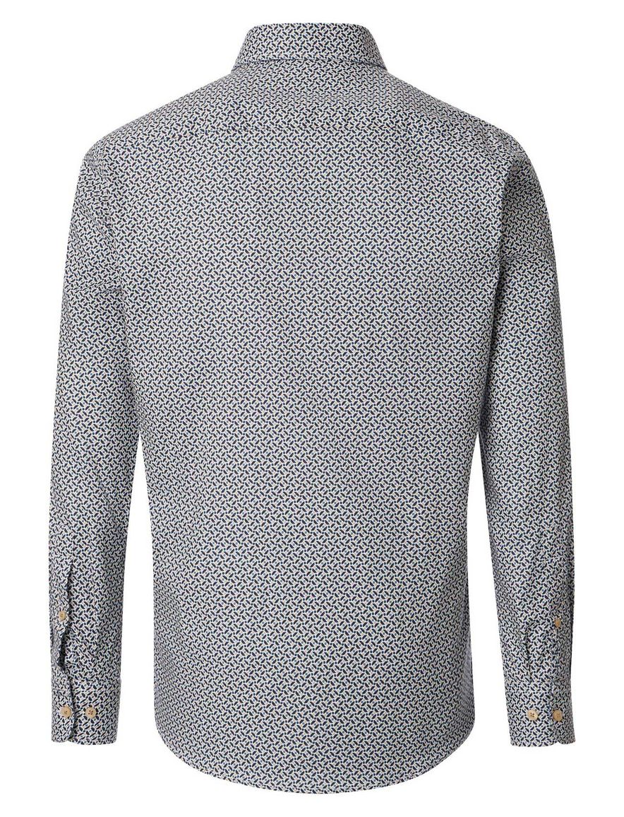 Casa Moda overhemd donkerblauw printje wijde fit katoen