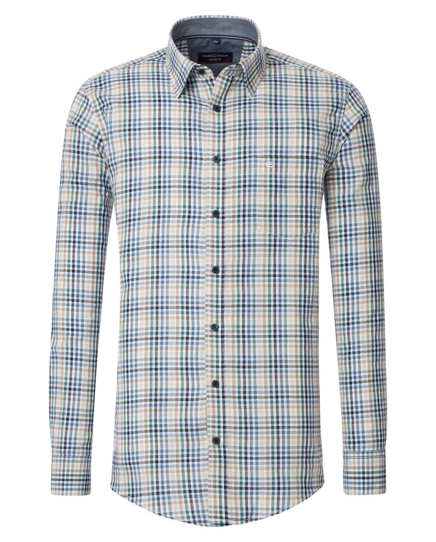 Casa Moda geruit overhemd groen wijde fit katoen