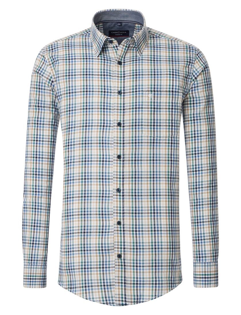 overhemd Casa Moda geruit groen wijde fit katoen