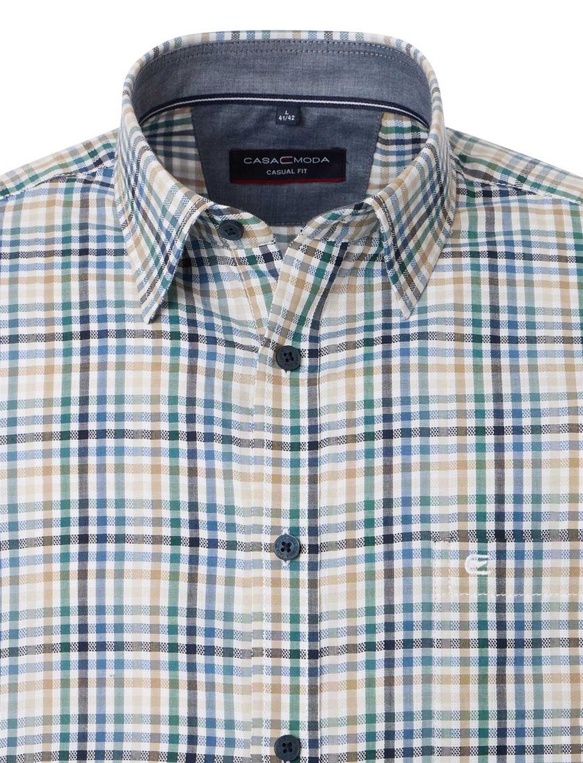 overhemd Casa Moda geruit groen wijde fit katoen
