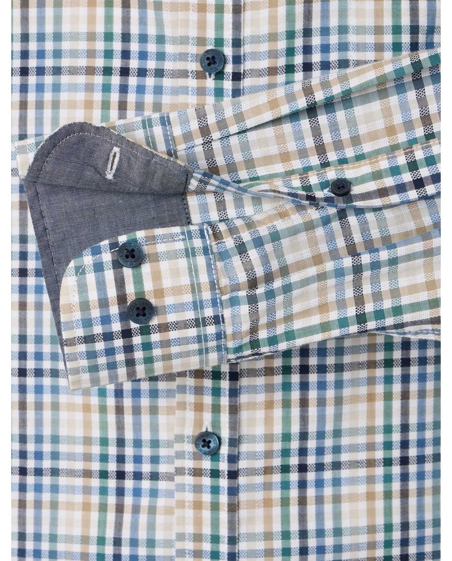 Casa Moda geruit overhemd groen wijde fit katoen