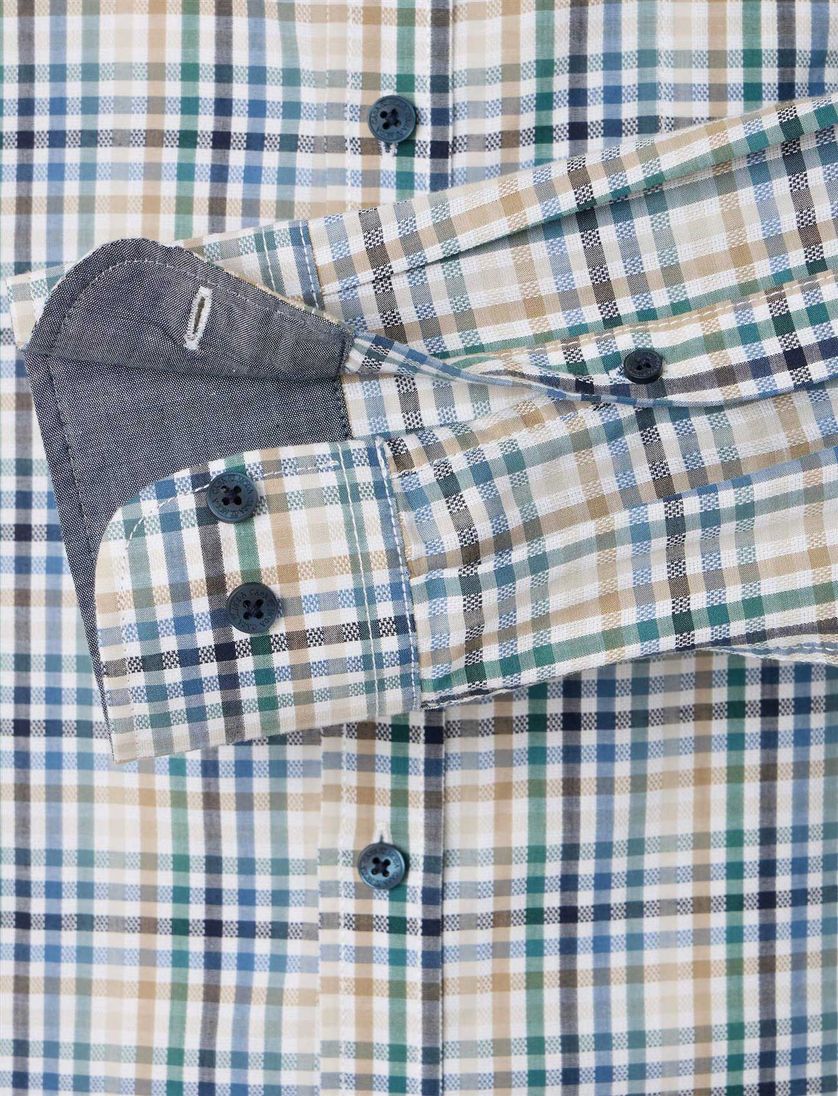 overhemd Casa Moda geruit groen wijde fit katoen