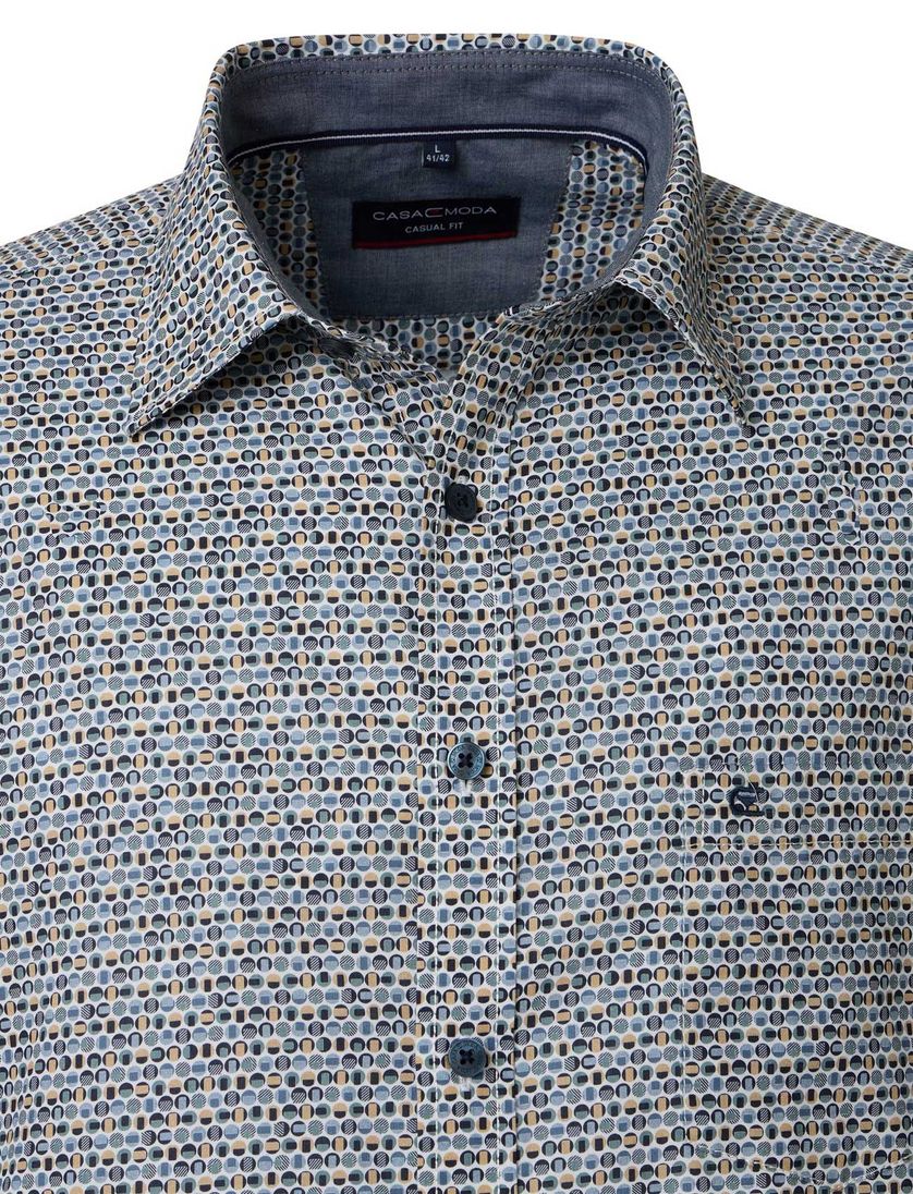 Casa Moda overhemd blauw 100% katoen Casual Fit