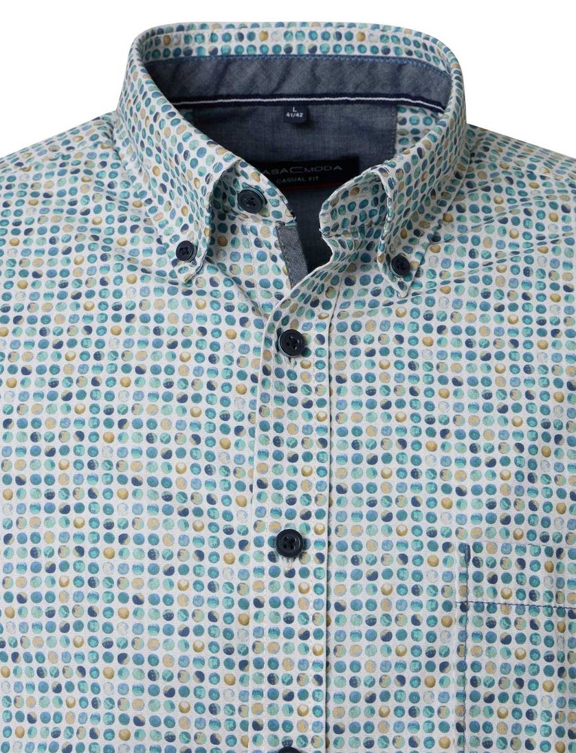 Casa Moda overhemd turquoise print Casual Fit katoen