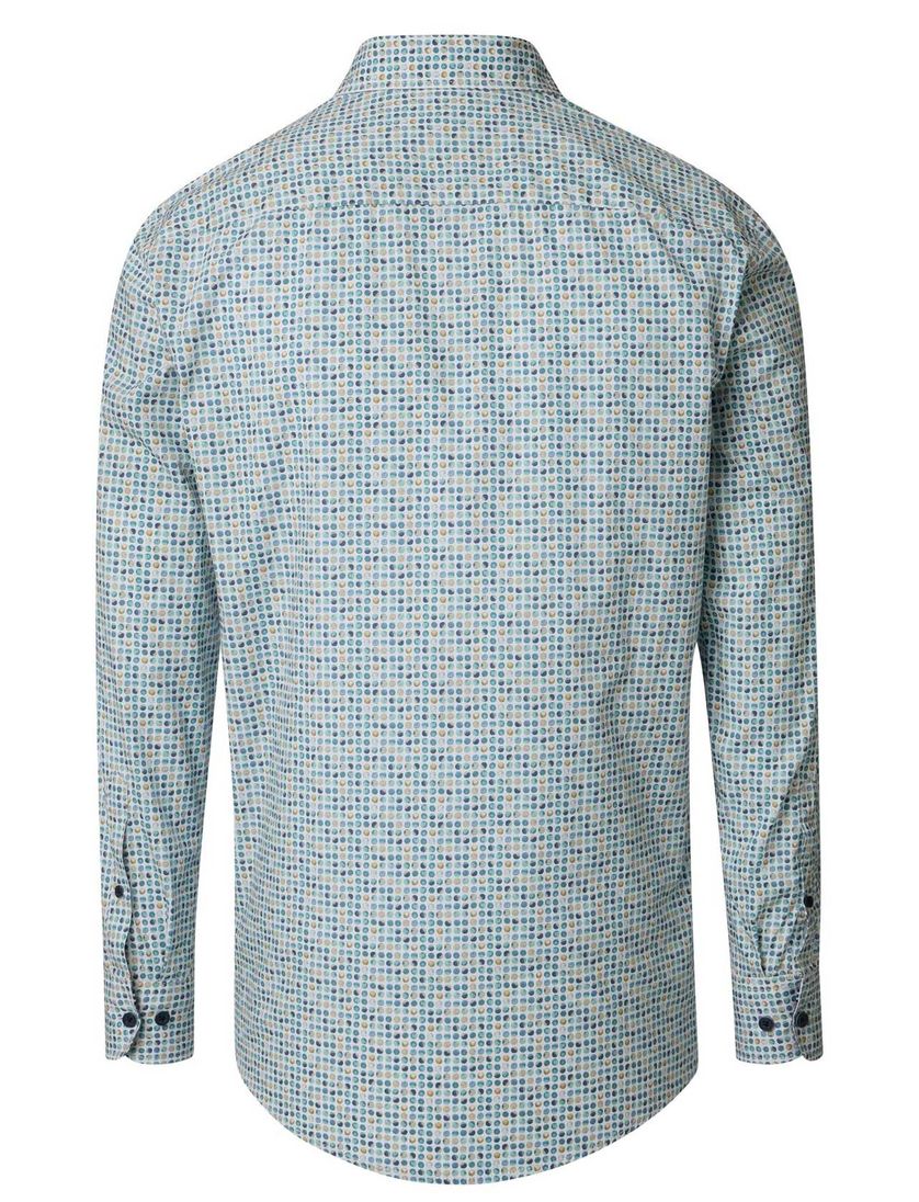 Casa Moda overhemd turquoise print Casual Fit katoen