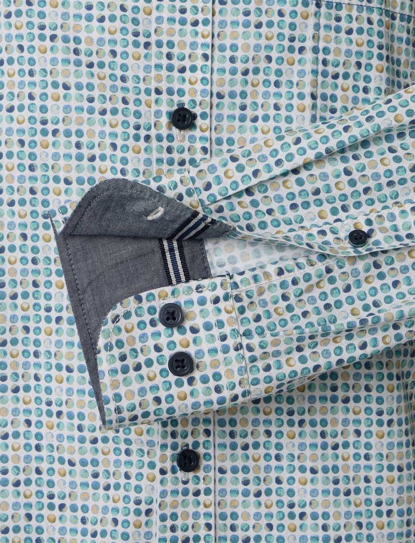 Casa Moda overhemd turquoise print Casual Fit katoen