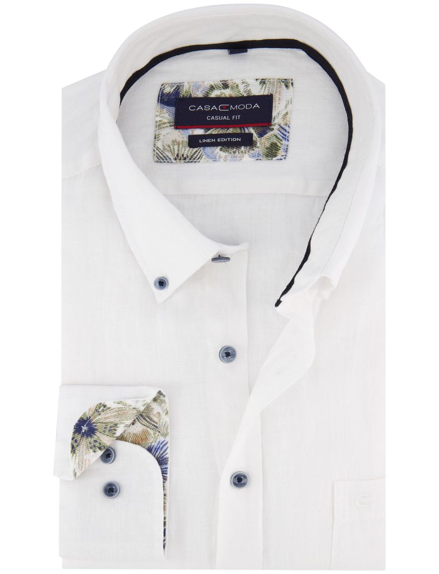 Casa Moda overhemd Casual Fit wit linnen
