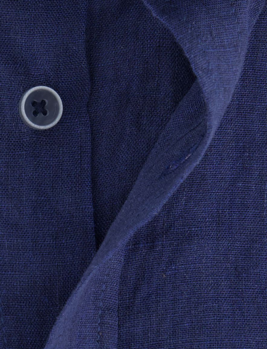 Casa Moda overhemd Casual Fit donkerblauw linnen