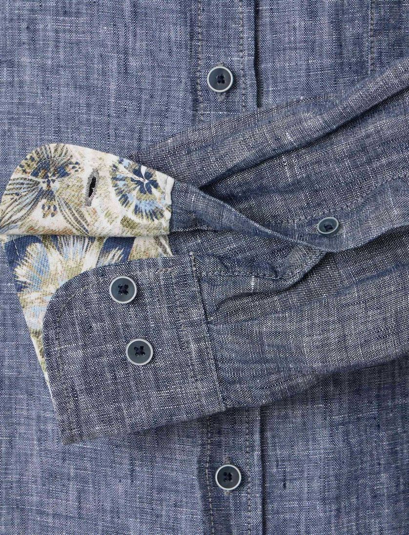 Casa Moda overhemd donkerblauw button down boord Casual Fit