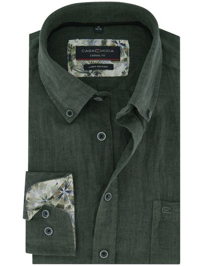 Casa Moda overhemd Casa Moda groen linnen