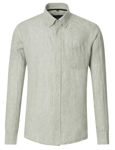 Casa Moda Casa Moda overhemd groen gemeleerd Casual Fit 100% linnen