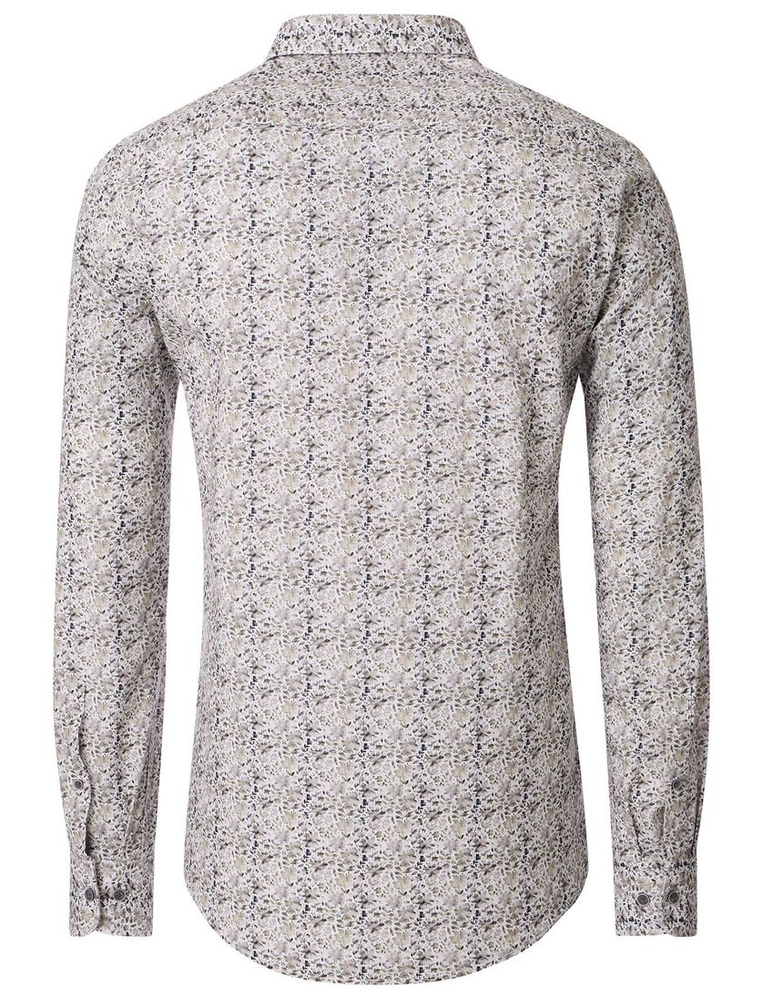 Casa Moda casual overhemd beige geprint wijde fit katoen