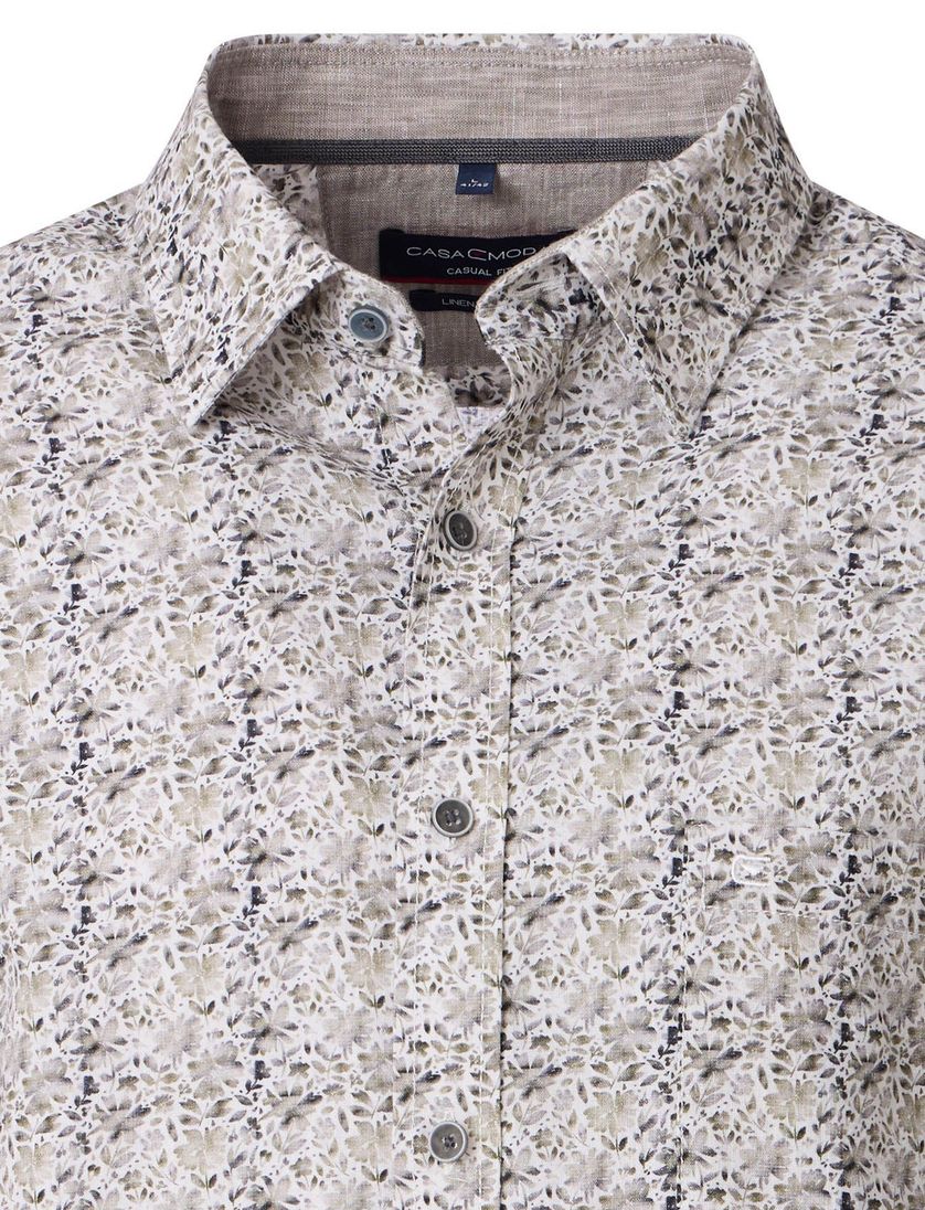 Casa Moda casual overhemd beige geprint wijde fit katoen