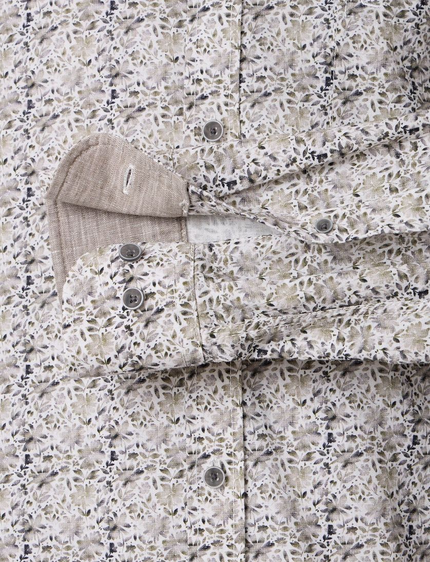 Casa Moda casual overhemd beige geprint wijde fit katoen