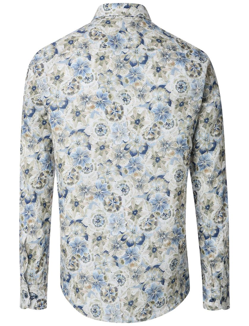 Casa Moda overhemd blauw geprint casual wijde fit katoen