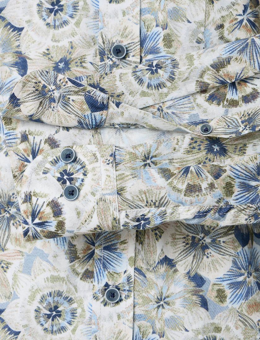 Casa Moda overhemd blauw geprint casual wijde fit katoen