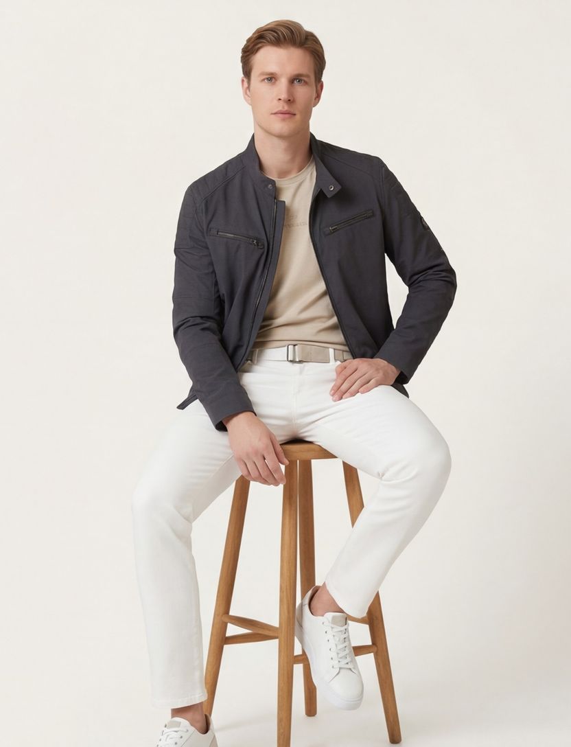 Casa Moda zomerjas groen borstzakken