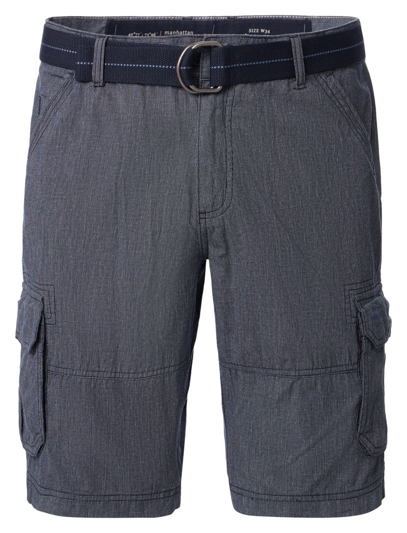 Casa Moda Bermuda blauw geruit wijde fit katoen