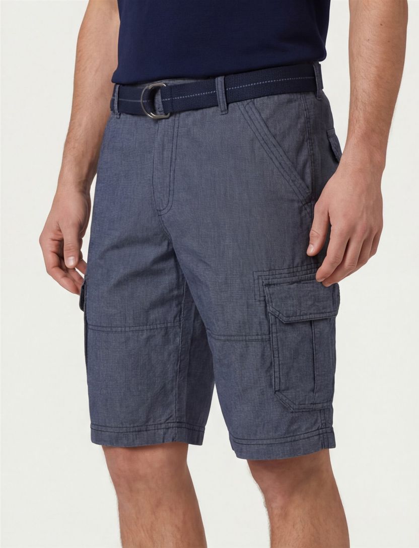 Casa Moda Bermuda blauw geruit wijde fit katoen