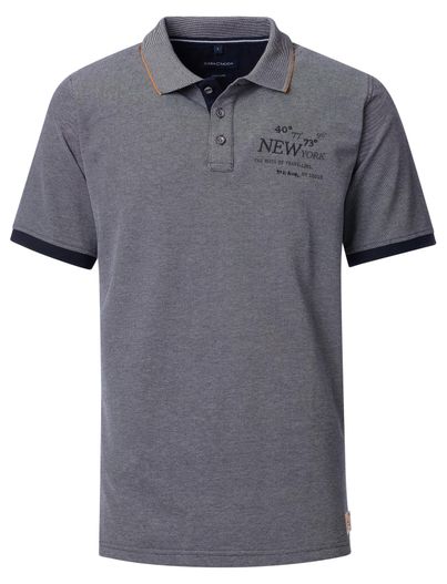 Casa Moda Casa Moda polo blauw pique 3 knoops wijde fit