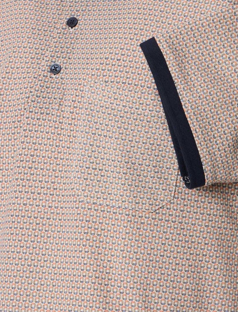 Casa Moda polo donkerblauw geprint met borstzak