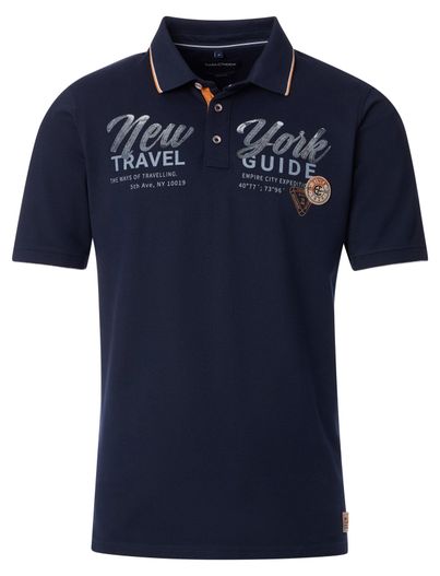 Casa Moda Casa Moda polo donkerblauw opdruk effen