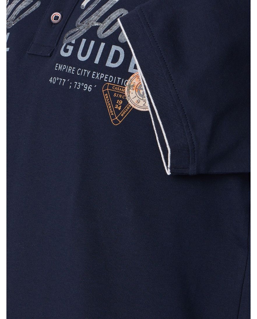 Casa Moda polo donkerblauw opdruk korte mouw