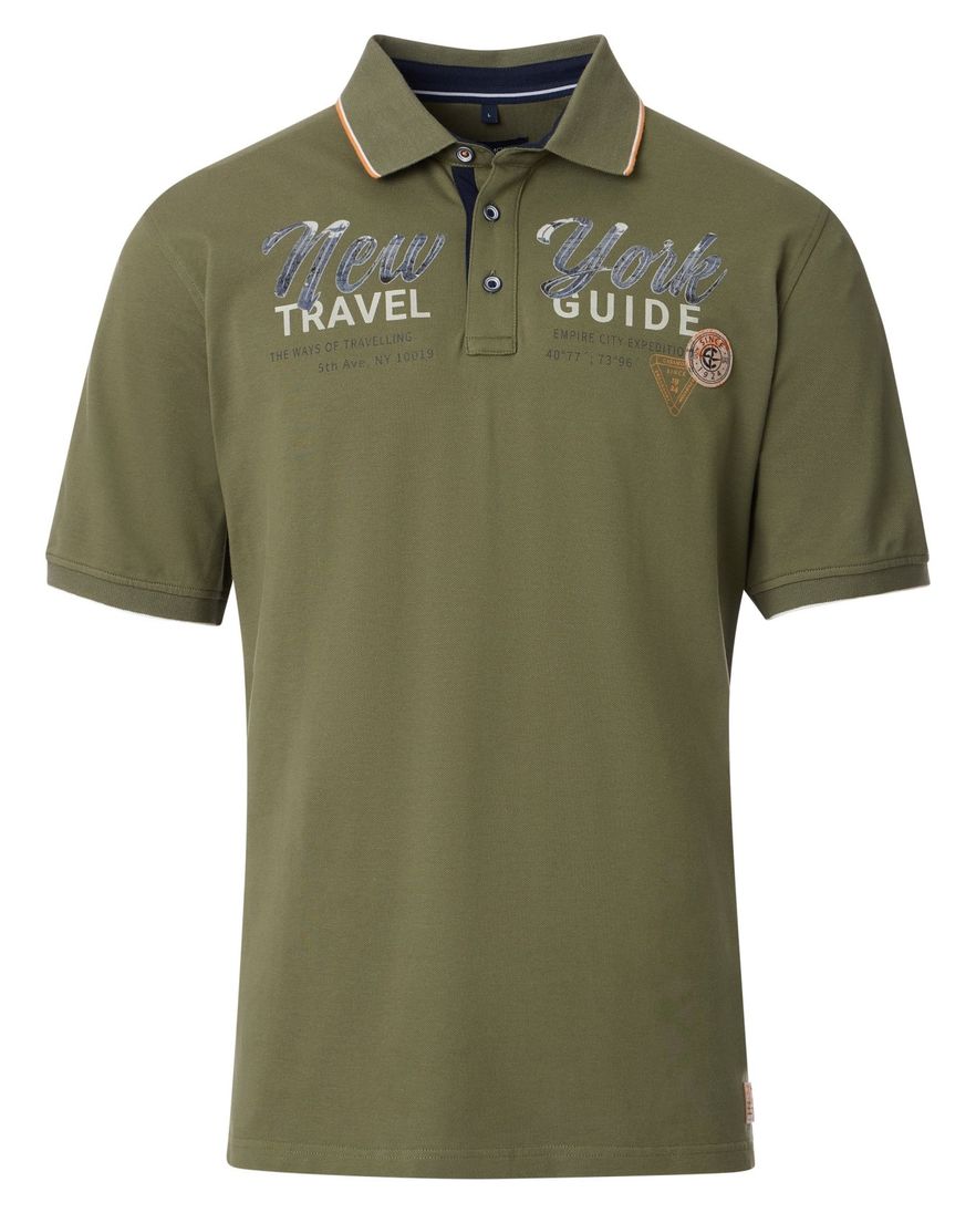 Casa Moda polo groen opdruk regular fit