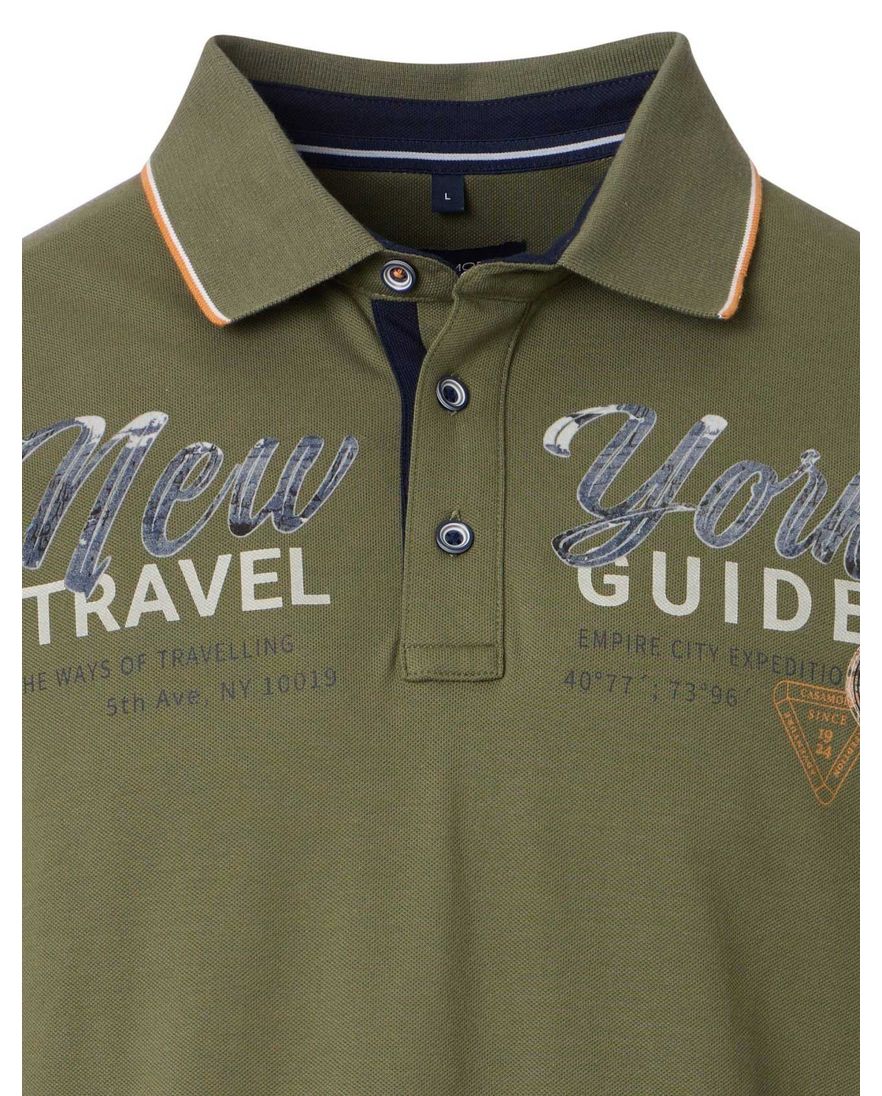 Casa Moda polo groen opdruk regular fit