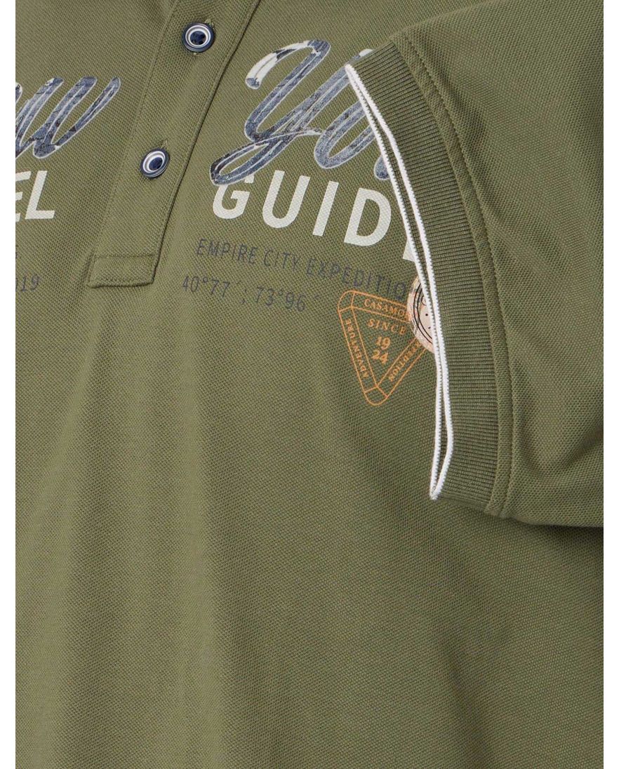 Casa Moda polo groen opdruk regular fit