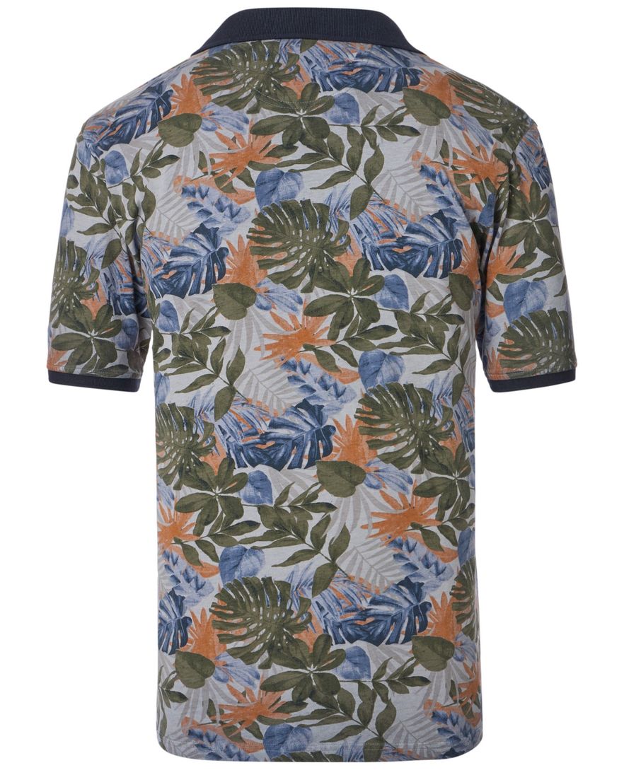 Casa Moda polo blauw bladeren geprint