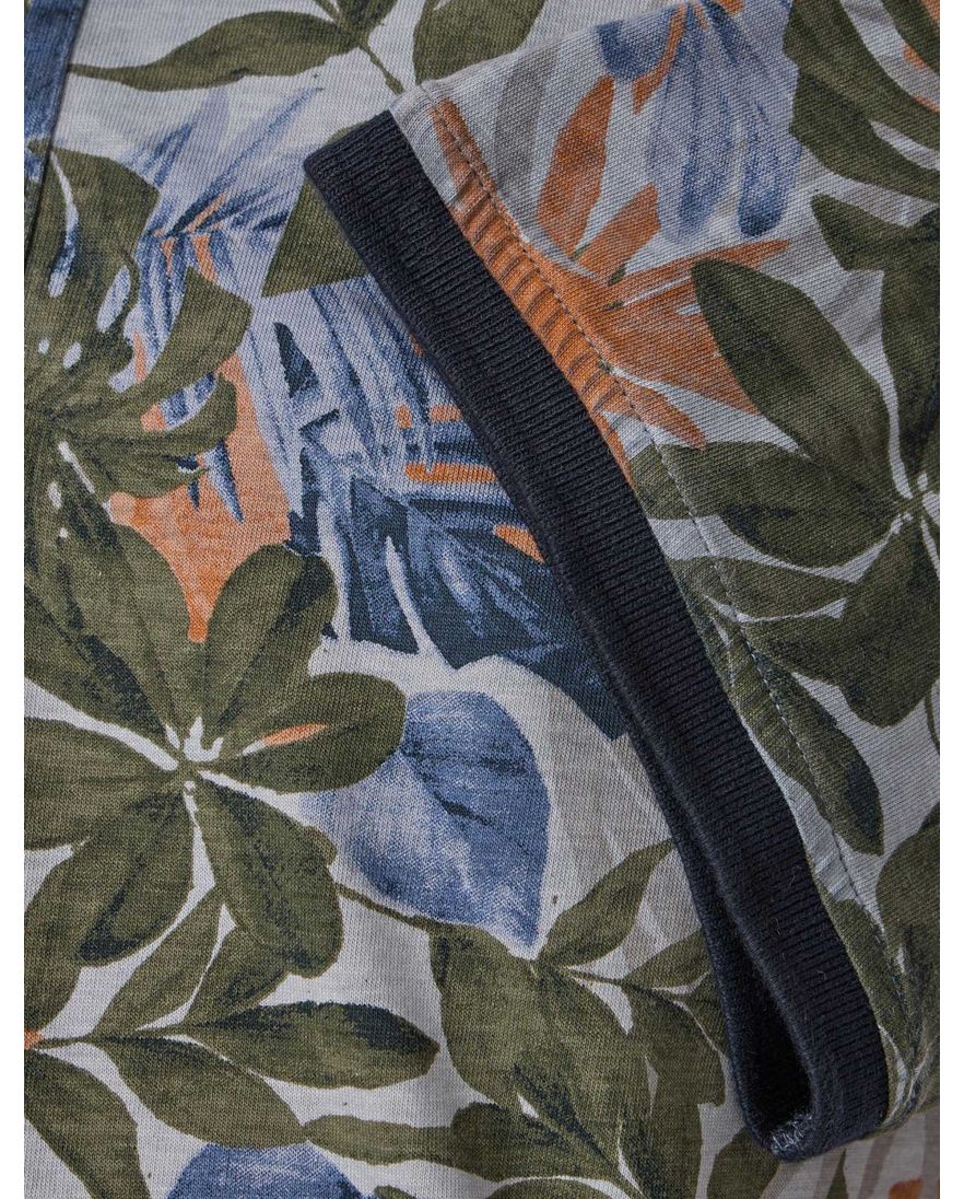 Casa Moda polo blauw bladeren geprint