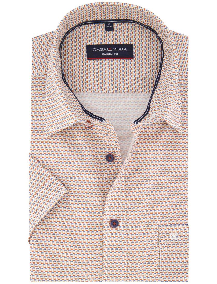 katoenen Casa Moda overhemd rood geprint wijde fit