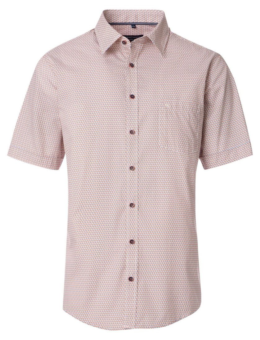 Casa Moda overhemd korte mouw geprint oranje katoen